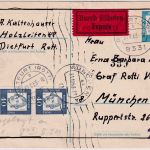 BRD - 15 Pfg Bed. Deutsche Ganzsache/Eil-Trauerkarte Dietfurt a/R - München 1963