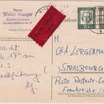 BRD - 10 Pfg Bed. Deutsche Ganzsache/Eilkarte n. FRANKREICH Kaiserslautern 1962