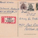 BRD - 20 Pfg kl. Bauwerke Ganzsache/Einschreibekarte Dortmund-Eving 1967