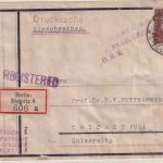 DR - 50 Pfg. Hindenburg Einschreiben-Drucksache/Vds bis 200g n. USA Berlin 1930