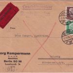 DR - 50+5 Pfg. Hindenburg Geschäftspapiere-Eilboten Berlin - Leipzig 1929