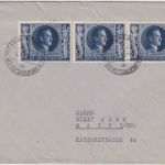 DR - 8 Pfg. 54. Geburtstag AH 3er-Streifen Brief Frankfurt a/M - mainz 1943