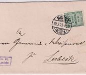 DR - 5 Pfg. Zähldienstmarken "21" Brief/Nachbarortsverkehr Minden Lerbeck 1903