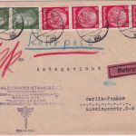 DR - 4x12+2x5 Pfg Hindenburg/AH Orts-Rohrposteilbrief Berlin W80 - Pankow 1941