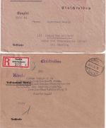 DR - Berlin Postscheckamt 1939/1944 2 Einschreibebrief m. versch. R-Zetteln