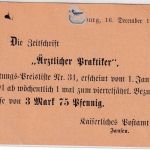 DR - Hamburg 1890 Zeitungssache/Karte "Ärztlicher Praktiker" n. Ausgburg