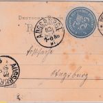 DR - Peckelsheim 1891 Postsache/Karte (Postanweisungsdienst) n. Augsburg