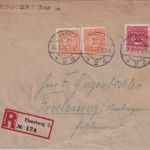 Schleswig - 2x25+10 Pfg. Freimarken Einschreibebrief Flensburg Freilassing 1920