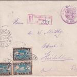 Estland - 3x1 M. Wikingerschiff Einschreibebrief Tallinn Heidelberg 1920 Zensur