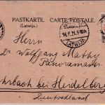 Lettland - 3 R. Freimarke Karte Preekule (Priekule) - Rohrbach b Heidelberg 1921