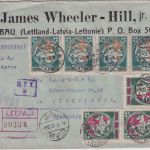 Lettland - 3x50 K. + 4x1 R. Mutter Latvjia Einschreibebrief Leepaja (Libau) 1920