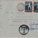Lettland - 2x1 R./35 K. Drachentöter Brief Leepaja (Libau) 1921 Nachporto