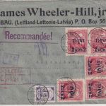 Lettland - 5x2 R./50 K. Volksvertretung u.a. Einschreibebrief Leepaja 1921