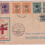 Lettland - 2x Invaliden-Satz 1923 Schmuckkuvert/Luftpostbrief n URUGUAY Riga 1926