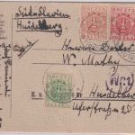 Polen - 25H. Adler u.a. Währungs-Mischfrank. Karte Piotrkow 1920 Zensur Warschau