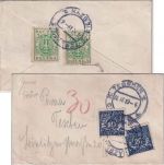Polen - 2x5 H. Adler Ortsbriefchen Teschen 1919 10+20 H. Portomarken/Nachporto