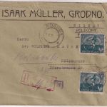 Polen - 2x10 M. Sämann Einschreibebrief Grodno - Heidelberg 1921