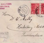 Polen - 2x20 M. Sämann Einschreibebrief Krakau - Heidelberg 1921 Zensur Berlin
