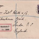 Schweden - 35 Ö. König Gustav V. Einschreibebrief n. ENGLAND Stockholm 7 1918