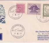 Schweden - DDR Lufthansa Erstflug Dresden/Berlin Zuleitungspost 1957