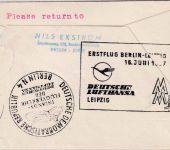 Schweden - DDR Lufthansa Erstflug Leipzig/Berlin Zuleitungspost 1957