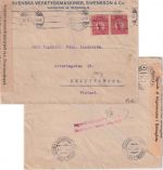 Schweden - 2x10 Ö. Königs Gustav V. Zensurbrief n. FINNLAND Stockholm 1917