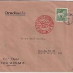 Schweden - 5 Ö. Löwe Luftpost-Drucksache Stockholm PFFS - Berlin 1933