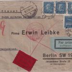 Schweden - 10 Ö. Flugpostmarke u.a. Luftpost-Eilbrief Bahnpost PKP 81A 1933