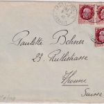 Frankreich - 3x1,50 Fr. Petain Brief i.d. SCHWEIZ Beziers Thun 9.2.43 OKW-Zensur