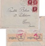Frankreich - 3x1,50 Fr. Petain Brief i.d. SCHWEIZ Beziers Thun 9.2.43 OKW-Zensur