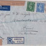 England - Oswestry 21.4.43 Luftpost-Einschreibebrief i.d. SCHWEIZ Doppelzensur