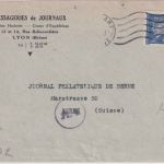 Frankreich - 4 Fr. Petain Firmenbrief i.d. SCHWEIZ Lyon - Bern 1944 Zensur Lyon