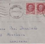 Frankreich - 2x1,50+1 Fr. Petain Brief id. SCHWEIZ Grenoble 13.2.43 Doppelzensur