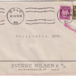 Norwegen - Oslo 8.1.42 Firmenbried an Fp.Nr. 35161 roter L1 "Feldpostprüfstelle"