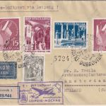 Jugoslawien - Messe-Sonderflug via Leipzig Lupo-R-Brief Dubrovnik Amsterdam 1955