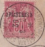 Frankreich/Levante - 50 C./2 Pia. Allegorie Perin "BIO" Einschreibebrief 1902