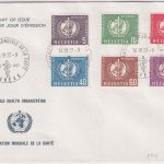 Schweiz/OMS/WHO - WHO-Emblem Satz (6 Werte) Schmuck-FDC ESST Geneve 16.9.57