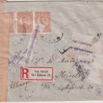 Bulgarien - 3x50 St. Zar Boris u.a. Einschreibebrief Varna 1921 Zensur/Zoll