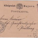 Bayern - Amberg 15. FEB. Aushilfs-L2 5 Pfg. Ganzsache n. Parsberg 1883
