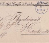 Bayern - AICHACH 27.10. viol. Aushilfs-L1 Ank.stpl. Dienstbrief v. München 1871