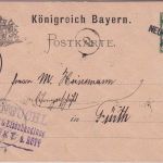 Bayern - Neumarkt a.R. 26. AUG. Aushilfs-L2 5 Pfg. Ganzsache n. Fürth 1892