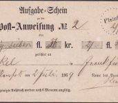 Bayern - Pleinfeld Aushilfs-L1 u. hds. Datum 2/7 Aufgabeschein f. PAnw. 1869