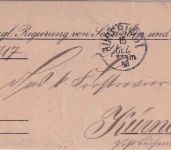 Bayern - Buchenberg 16. DEC Aushilfs-L2 Ankunftsstpl. Dienstbrief Augsburg 1888