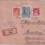 Tschechoslowakei - 125 H. Masaryk u.a. Einschreibebrief Brno 1920 Zensur