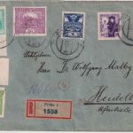 Tschechoslowakei - 80+90 H. Hussit u.a. Einschreibebrief Praha 1920 Zensur