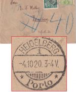 Tschechoslowakei - 100+3x5 H. Allegorie/Eilmarke Brief Teplitz 1920 Nachporto