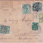 Tschechoslowakei - Frystat 13.11.20 Einschreibebrief n. Heidelberg - Zoll !!