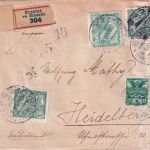 Tschechoslowakei - Frystat 13.11.20 Einschreibebrief n. Heidelberg - Zoll !!