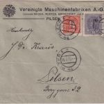 Tschechoslowakei - 30+10 H. österr. Marken "T" Firmen-Ortsbrief Pilsen 18.2.19