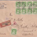 Tschechoslowakei -9x50 H. Republik Einschreibebrief K. Vinohrady 1922
